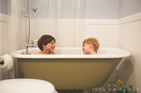 boys in tub